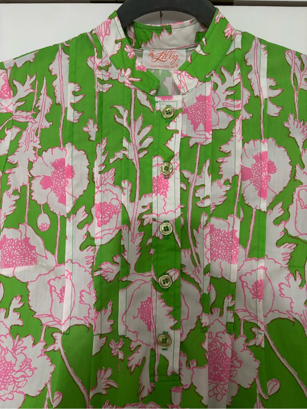 Rare Vintage Green & Pink Floral Tunic Dresss